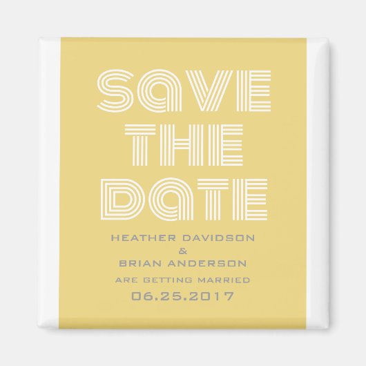 Retro Save the Date Magnet, Gelb Magnet (Vorne)
