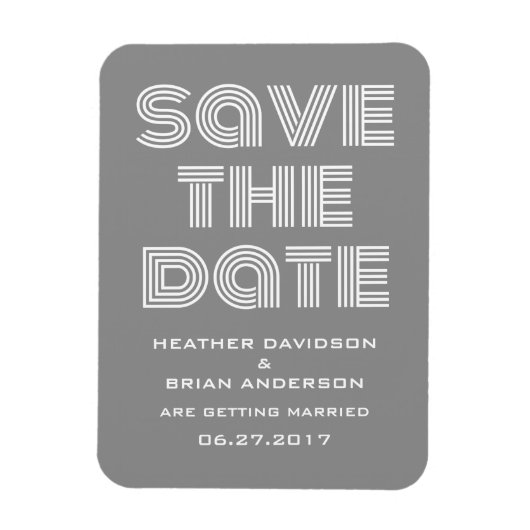 Retro Save the Date Magnet, grau Magnet (Vertikal)