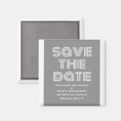 Retro Save the Date Magnet, grau Magnet (Vorderseite/Rückseite)