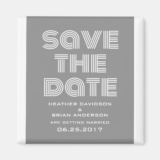 Retro Save the Date Magnet, grau Magnet (Vorne)