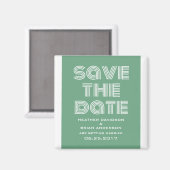 Retro Save the Date Magnet, grün Magnet (Vorderseite/Rückseite)
