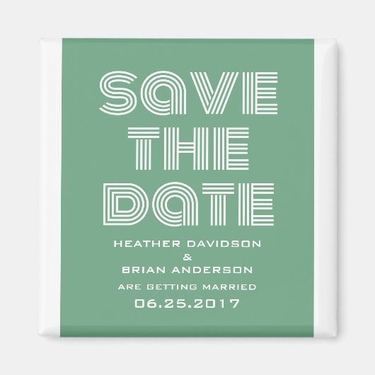 Retro Save the Date Magnet, grün Magnet (Vorne)