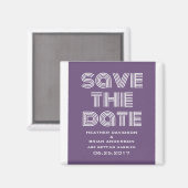 Retro Save the Date Magnet, Lila Magnet (Vorderseite/Rückseite)