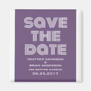 Retro Save the Date Magnet, Lila Magnet