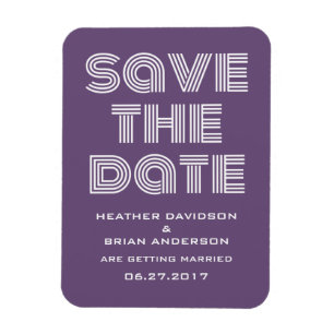 Retro Save the Date Magnet, Lila Magnet