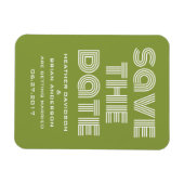 Retro Save the Date Magnet, Olive Green Magnet (Horizontal)