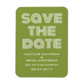 Retro Save the Date Magnet, Olive Green Magnet (Vertikal)