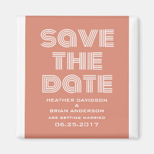 Retro Save the Date Magnet, Orange Magnet