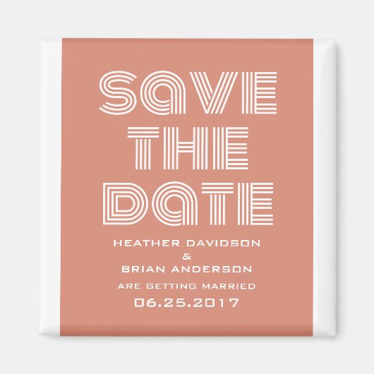 Retro Save the Date Magnet, Orange Magnet (Vorne)