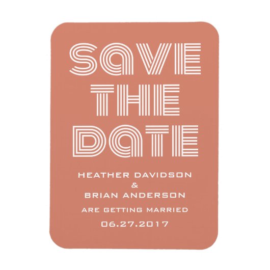 Retro Save the Date Magnet, Orange Magnet (Vertikal)