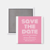 Retro Save the Date Magnet, Pink Magnet (Vorderseite/Rückseite)