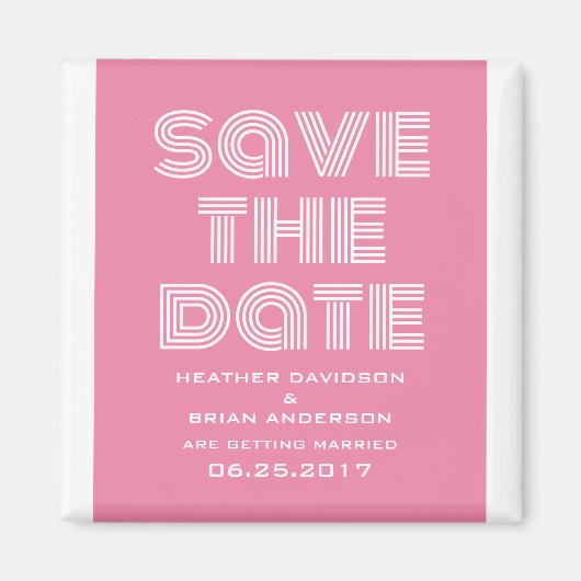Retro Save the Date Magnet, Pink Magnet (Vorne)