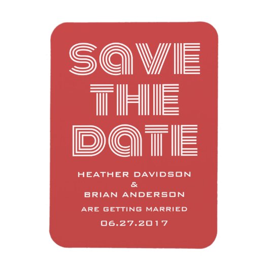 Retro Save the Date Magnet, Red Magnet (Vertikal)