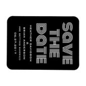 Retro Save the Date Magnet, Schwarz Magnet (Horizontal)