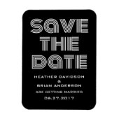 Retro Save the Date Magnet, Schwarz Magnet (Vertikal)
