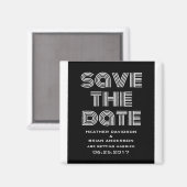 Retro Save the Date Magnet, Schwarz Magnet (Vorderseite/Rückseite)