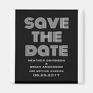 Retro Save the Date Magnet, Schwarz Magnet
