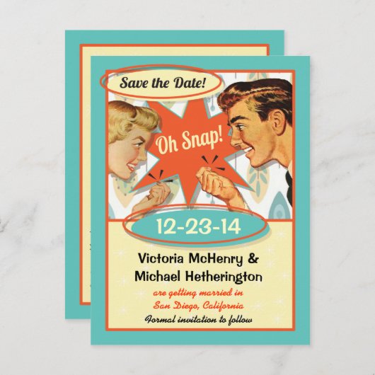 Retro Save the Date Postkarte (Vorne/Hinten)