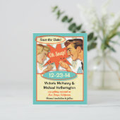 Retro Save the Date Postkarte (Stehend Vorderseite)