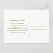 Retro Save the Date Postkarte, Olive Green Ankündigungspostkarte (Rückseite)