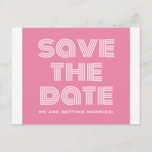 Retro Save the Date Postkarte, rosa Ankündigungspostkarte