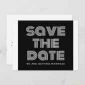 Retro Save the Date Postkarte, schwarz Ankündigungspostkarte (Vorne/Hinten)