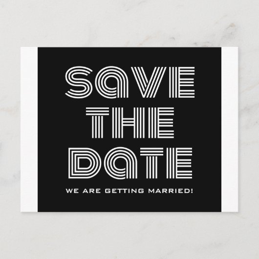 Retro Save the Date Postkarte, schwarz Ankündigungspostkarte (Vorderseite)