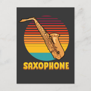 Retro Saxophon Postkarte