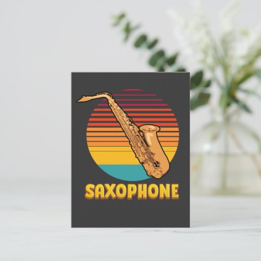 Retro Saxophon Postkarte (Stehend Vorderseite)
