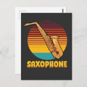 Retro Saxophon Postkarte (Vorne/Hinten)