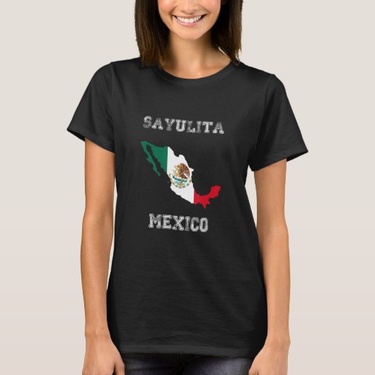 Retro Sayulita Mexiko erschüttert mexikanische Fla T-Shirt (Vorderseite)