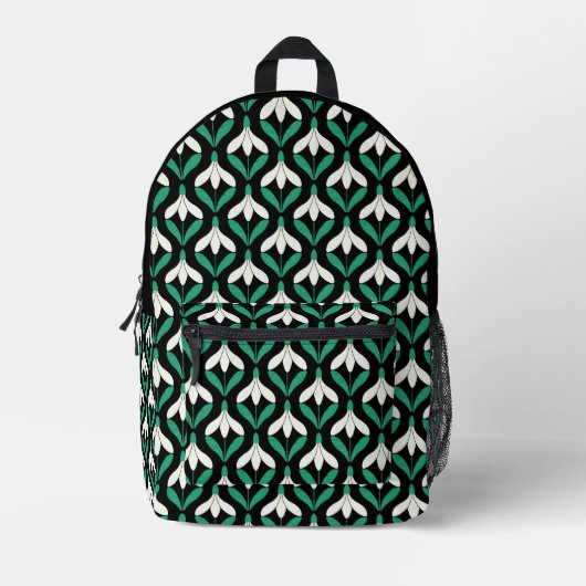Retro Scandi Mitte Jahrhundert Modernes Schneefall Bedruckter Rucksack (Vorderseite)