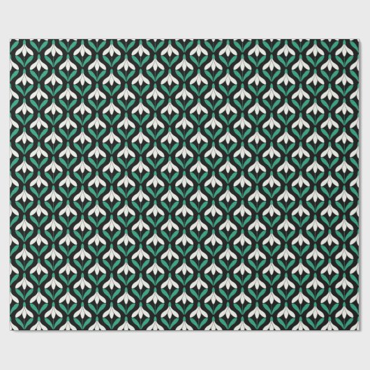 Retro Scandi Mitte Jahrhundert Modernes Schneefall Geschenkpapier (Flach)