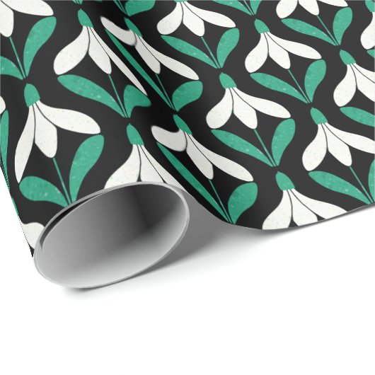 Retro Scandi Mitte Jahrhundert Modernes Schneefall Geschenkpapier (Rolleneckpunkt)