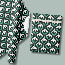 Retro Scandi Mitte Jahrhundert Modernes Schneefall Geschenkpapier