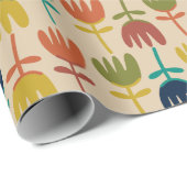 Retro Scandi Tulips Blumenmuster des Mitteljahrhun Geschenkpapier (Rolleneckpunkt)