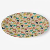 Retro Scandi Tulips Blumenmuster des Mitteljahrhun Pappteller (Schrägansicht)