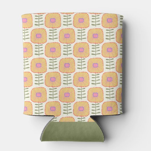 Retro Scandi Yellow Orange Blume Brautparty Dosenkühler (Rückseite)