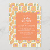 Retro Scandi Yellow Orange Blume Brautparty Einladung (Vorne/Hinten)