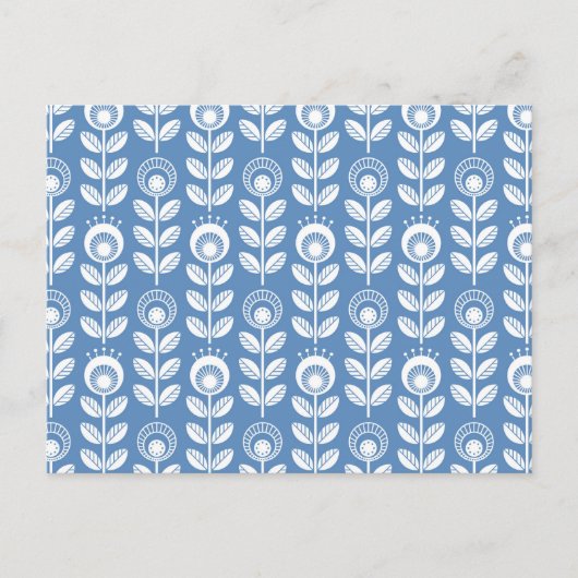 Retro Scandinavian Blue Pattern Feiertagspostkarte (Vorderseite)