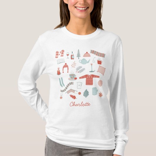 Retro Scandinavian Hygge Personalisiert T-Shirt (Vorderseite)