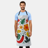 Retro Scandinavian Tropical Floral Fruit Pattern Schürze (Getragen)