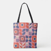 Retro-Scandinavier Floral Nahtlose Elemente Tasche (Rückseite)