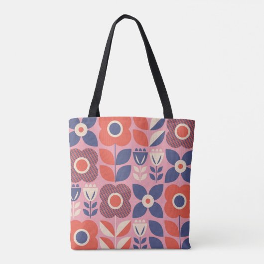 Retro-Scandinavier Floral Nahtlose Elemente Tasche (Rückseite)