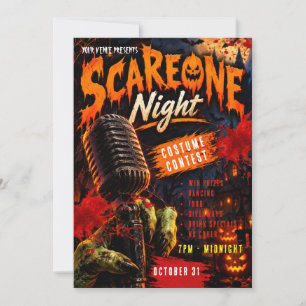 Retro Scareoke Halloween Karaoke Party Einladung