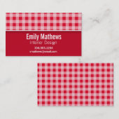 Retro Scarlet Red Gingham; Checked Visitenkarte (Vorne/Hinten)