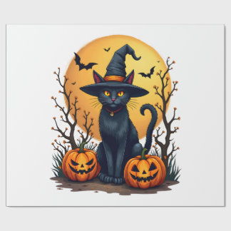 Retro Scary Halloween Costume Black Cat Salem Apot Geschenkpapier