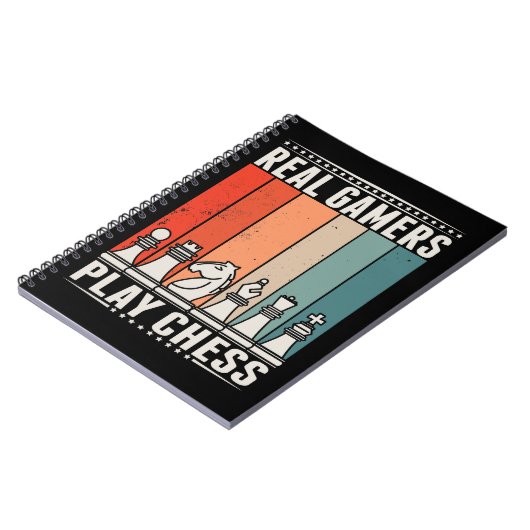Retro Schach Gamer Board Spiel Schachfiguren Notizblock (Linke Seite)
