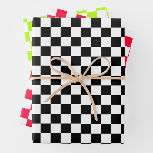 Retro Schach Schachbrett Muster der 1960er Geschenkpapier Set (Beispiel)
