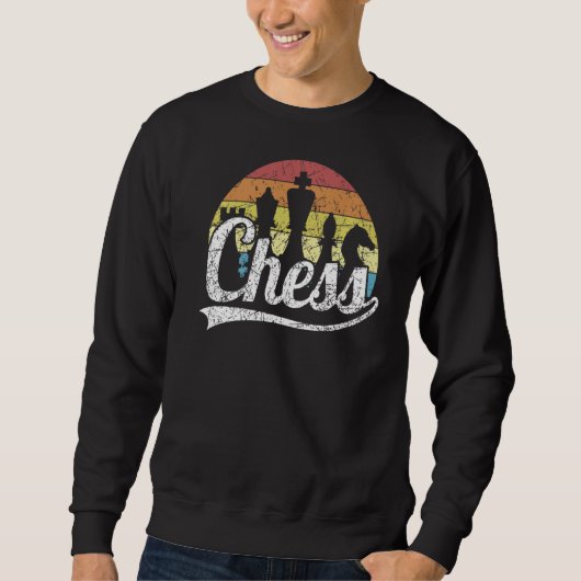 Retro Schach Spieler Figures Vintage Schachpartien Sweatshirt (Vorderseite)
